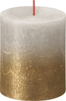Rustiek fading metallic stompkaars 80/68 Sandy grey Gold - Bolsius