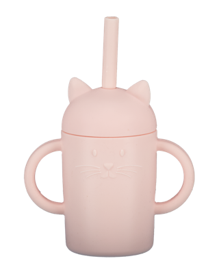 Drinkbeker met rietje - Roze