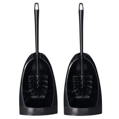 Toiletborstel en houder - 2x - zwart - 42 x 15 x 42 cm - toiletgarnituur
