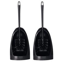 Toiletborstel en houder - 2x - zwart - 42 x 15 x 42 cm - toiletgarnituur