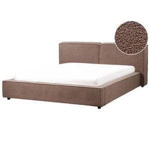 Beliani - LINARDS - Tweepersoonsbed - Bruin - 160 x 200 cm - Bouclé