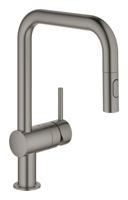 Keukenmengkraan GROHE Minta U-Uitloop Uittrekbare Dual Spray Hard Graphite Geborsteld