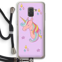 Roze eenhoorn: Samsung Galaxy A8 (2018) Transparant Hoesje met koord