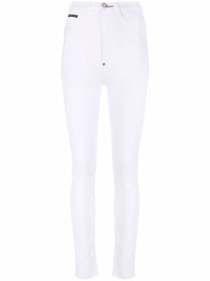 Philipp Plein jean skinny à taille haute - Blanc