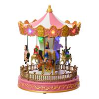 Lumineo kerstdorp draaimolen - draaiend - met verlichting - 23,5 cm - kermis kerstdorp - thumbnail