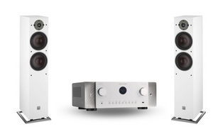 Marantz Cinema 60 7.2 surround receiver zilver/goud + Dali Oberon 7 vloerstaande speakers - wit