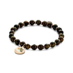 CO88 Collection Majestic 8CB 90507 Natuustenen Armband - Tijgeroog - One-size / 6 mm - Bruin