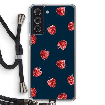 Framboosjes: Samsung Galaxy S21 FE Transparant Hoesje met koord