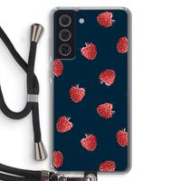 Framboosjes: Samsung Galaxy S21 FE Transparant Hoesje met koord