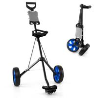 Opvouwbare Golf Trolley van Staal met Scorekaart Houder 2-Wiel Golf Trolley Golf Tas Duwkar Blauw