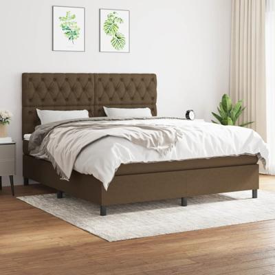 Boxspring met matras stof donkerbruin 160x200 cm