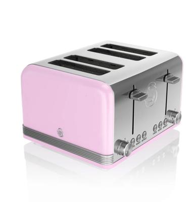 Swan Retro Broodrooster - 4 Sneden - Roze - LAATSTE KANS