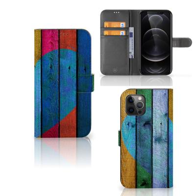 Apple iPhone 12 Pro Max | Book Style Case | Wood Heart - Cadeau voor je Vriend