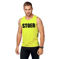 Neon geel sport shirt/ singlet Stoer heren - thumbnail