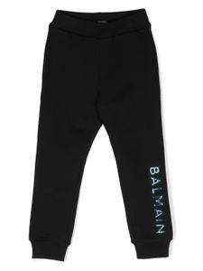 Balmain Kids pantalon de jogging en coton à logo imprimé - Noir