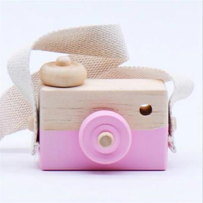 Kinderen houten camera fotografie Props creatieve hand gemaakt speelgoed Foto Props decoratieve ornamenten (roze)