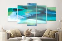 Karo-art Schilderij -Abstract blauw,   5 luik, 200x100cm, Premium print - thumbnail