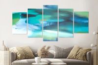 Karo-art Schilderij -Abstract blauw,   5 luik, 200x100cm, Premium print