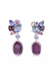 John Hardy boucles d'oreilles Kala Saru en or blanc 18ct ornées de pierres variées - Violet