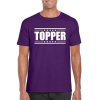 Paars Topper shirt met witte letters heren