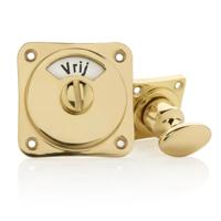 De Oude Deurklink WC draaiknop vrij-bezet messing gelakt vierkant