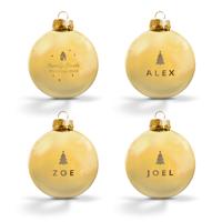 Kerstbal met naam - Goud - 4 stuks