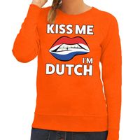 Kiss me I am Dutch sweater oranje dames - thumbnail