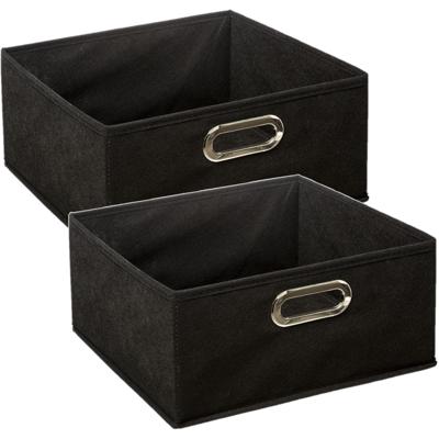 Opbergmand/kastmand - Set van 4x stuks - zwart - linnen - 14 liter - 31 x 31 x 15 cm - Opbergbox - V