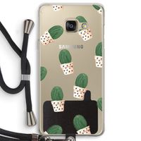 Cactusprint roze: Samsung Galaxy A3 (2016) Transparant Hoesje met koord