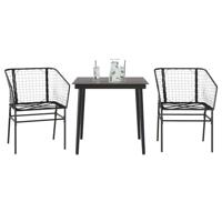 3-delige Tuinset poly rattan glas zwart