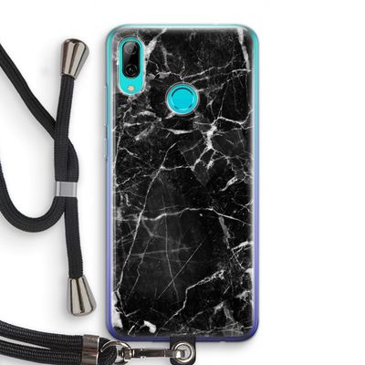 Zwart Marmer 2: Huawei P Smart (2019) Transparant Hoesje met koord