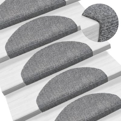 VidaXL Trapmatten zelfklevend 5 stuks 65x21x4 cm lichtgrijs halfrond groot
