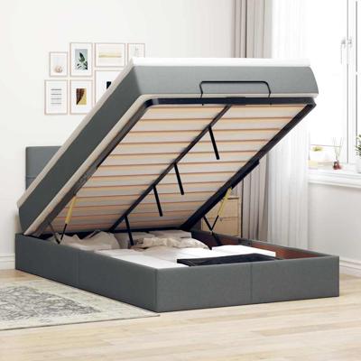 Bed met matras 120x200 cm stof donkergrijs