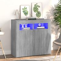 Dressoir met LED-verlichting 80x35x75 cm grijs sonoma eiken