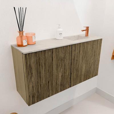 Toiletmeubel Mondiaz Joya Dlux | 80 cm | Meubelkleur Dusk | Faye wastafel Ostra Wasbak Rechts | 1 kraangat