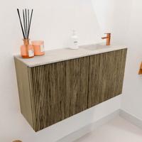 Toiletmeubel Mondiaz Joya Dlux | 80 cm | Meubelkleur Dusk | Faye wastafel Ostra Wasbak Rechts | 1 kraangat