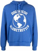 DSQUARED2 hoodie Globetrotter à logo imprimé - Bleu - thumbnail