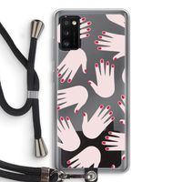 Hands pink: Samsung Galaxy A41 Transparant Hoesje met koord