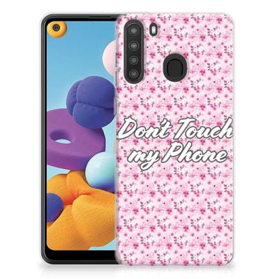 Samsung Galaxy A21 Silicone-hoesje Flowers Pink DTMP Samsung Galaxy A21 Silicone-hoesje Flowers Pink DTMP