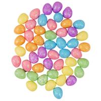 Decoratie glitter kleine paaseieren/eitjes - foam - gekleurd - set van 50x - 2 cm p/stuk   -