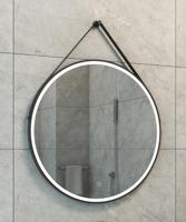Wiesbaden Cinto spiegel rond met band, LED verlichting, dimbaar en spiegelverwarming 80 cm mat zwart