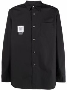 Fumito Ganryu chemise drapée à patch logo - Noir