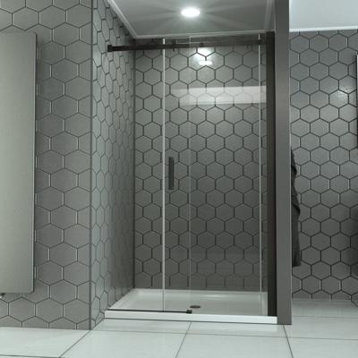 Douchecabine SaniClear Supreme | Anti-kalk | 90-100x200 cm | 1 Schuifdeur | Verouderd ijzer - gunmetal
