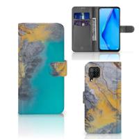 Huawei P40 Lite | Bookcase | Marble Blue Gold