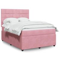 Boxspring met matras fluweel roze 140x200 cm