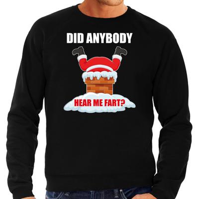 Foute Kersttrui sweater - Did anybody hear my fart - zwart - voor heren - Kerstkleding