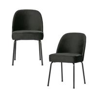 BePureHome Vogue Eetkamerstoelen - Fluweel Zwart - Set van 2