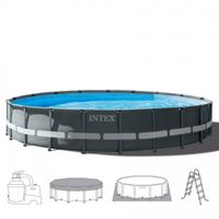 Intex 26334GN bovengronds zwembad Zwembad met frame Rond 30079 l Grijs - thumbnail