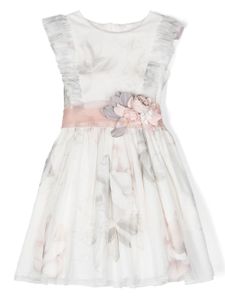 Mimilù robe en tulle à fleurs imprimées - Blanc