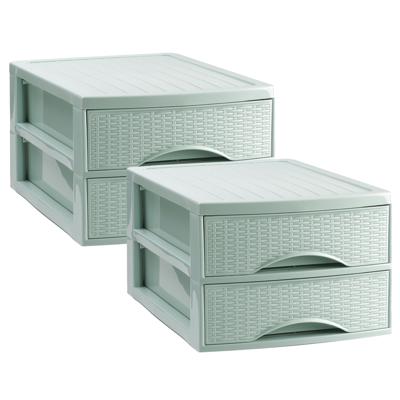 Ladekastje bureau organizer SORTED - 2x - 2 lades - groen - L26 x B35 x H19 cm - kunststof